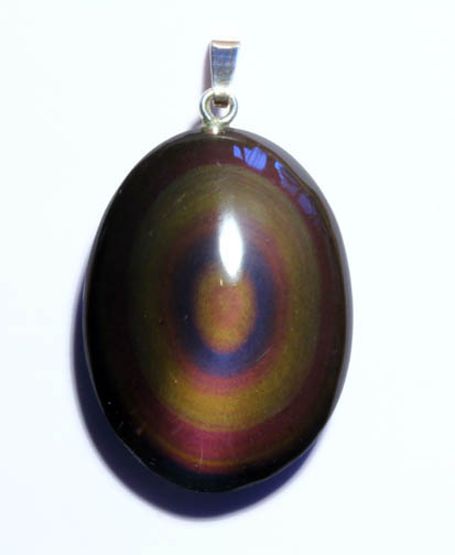 Regenbogenobsidian-Anhänger, Linse