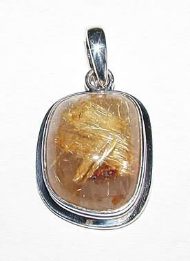 Rutilquarz-Anhänger, Cabochon mit Silberfassung
