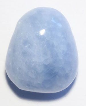blauer Calcit-Trommelstein, gebohrt