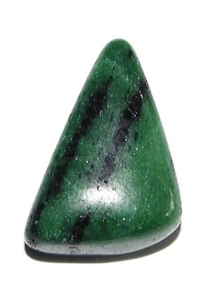 Zoisit-Trommelstein, gebohrt
